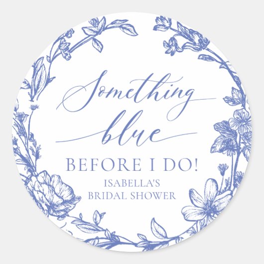 Elegant Something Blue Before I do Bruidsmeisje Ui Ronde Sticker (Voorkant)