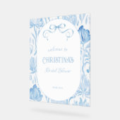 Elegant Something Blue Bruiloftsfeest Welkom Bord (Hoek)