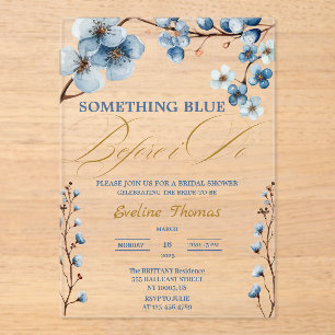 Elegant Something Blue Voor Ik Trouw Bruidsdiner Acryl Uitnodigingen