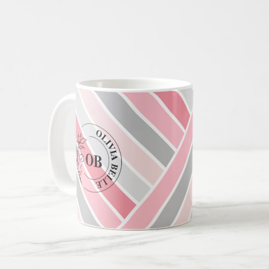 Élégant son et ses monogrammes de Mugs rayés (Devant gauche)