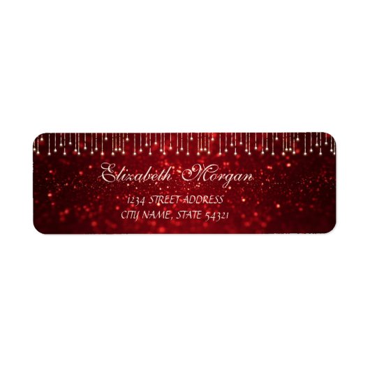Elegant Sophisticated Bokeh Red Address Etiket (Voorkant)