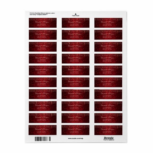 Elegant Sophisticated Bokeh Red Address Etiket (Full Sheet)
