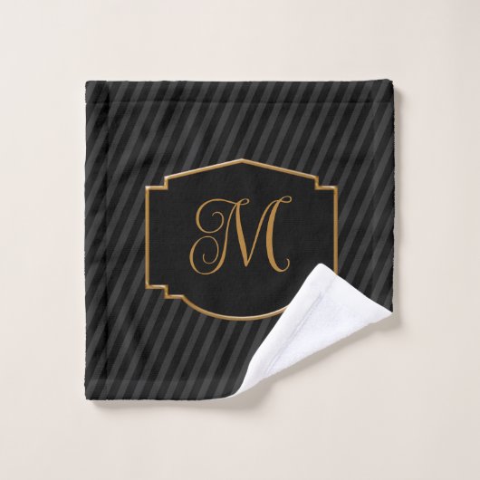 Elegant, Sophisticated Striped Monogram  (Gant de toilette)