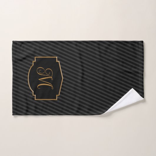 Elegant, Sophisticated Striped Monogram  Bad Handdoek (Handdoek)