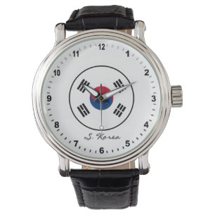 Elegant South Korea Watch & Koreaanse vlag / Seoul Horloge