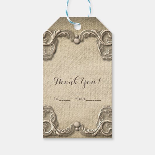 Elegant Southern Charm Rustic Burlap Wedding Cadeaulabel (Voorkant)