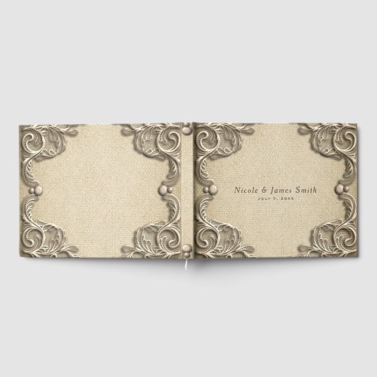 Elegant Southern Charm Rustic Burlap Wedding Gastenboek (Volledig)