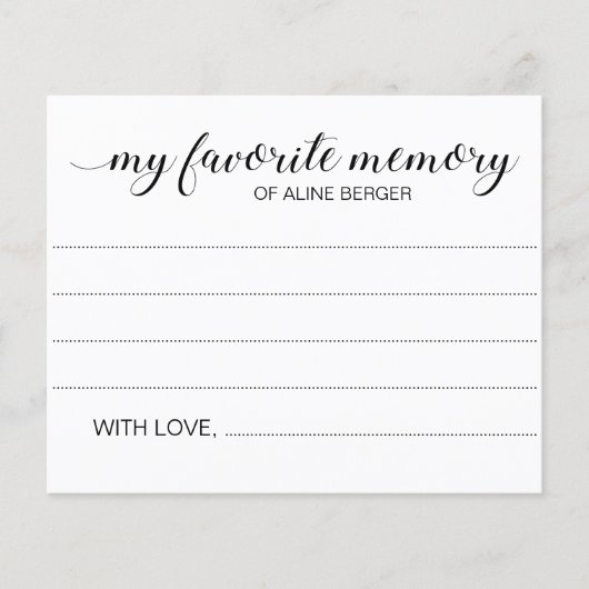 Elégant souvenir préféré de l'amour une carte funé (Devant)