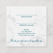 Elegant spa and wellness referral white marble vierkante visitekaartje (Achterkant)