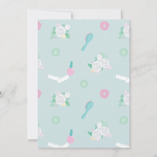 Élégant Spa Party Invitation Bleu avec faux argent (Dos)