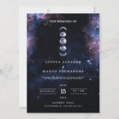 Elegant Space Theme Astronomy Moon Wedding Kaart (Voorkant)