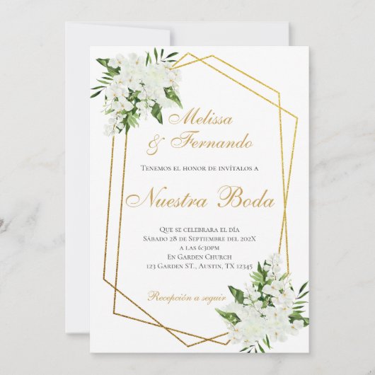 Elegant Spanish Wedding Invitation (Devant)