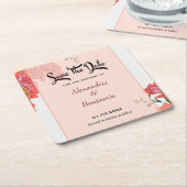 Elegant sparen de Datum Koraalventilator Waterverf Vierkante Kartonnen Onderzetter (Schuin)