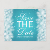 Elegant sparen de Datum van de partij Sparkle Turq Aankondigingskaart (Voorkant)