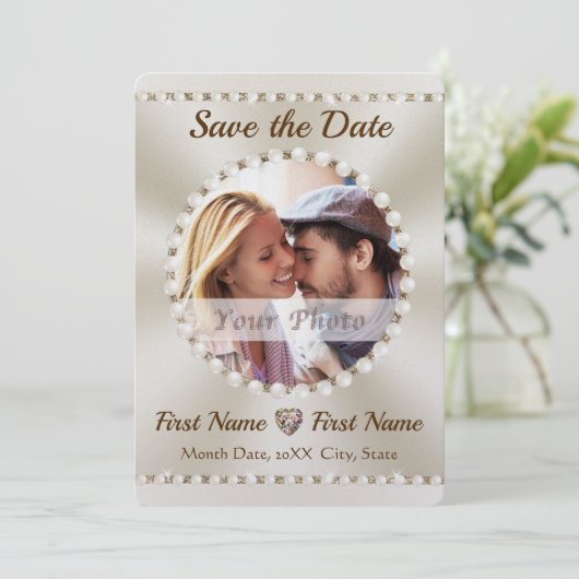 Elegant sparen de Uitnodigingen van de Datum,  (Staand voorkant)