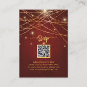 Elegant Sparging Gold String Lights QR Code RSVP Informatiekaartje (Voorkant)