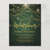 Elegant Sparging Gold String Lights Vrijgezellenfe Uitnodiging Briefkaart (Voorkant)
