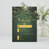 Elegant Sparging Gold String Lights Wedding RSVP Informatiekaartje (Staand voorkant)