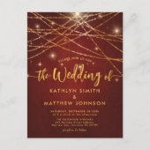 Elegant Sparging Gold String Lights Wedding Uitnodiging Briefkaart (Voorkant)