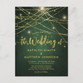 Elegant Sparging Gold String Lights Wedding Uitnodiging Briefkaart (Voorkant)