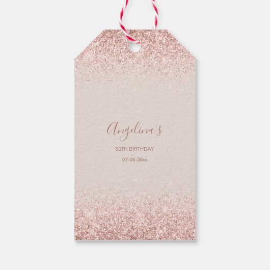 Elegant Sparking Blush Birthday Cadeaulabel (Achterkant)