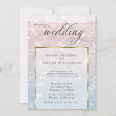Elegant Sparking Ocean Beach Wedding Invitation Kaart (Voorkant)