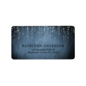 Elegant Sparking String Lights Navy Blue Wedding Etiket (Voorkant)