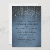 Elegant Sparking String Lights Navy Blue Wedding Kaart (Voorkant)