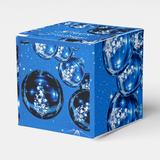 Elegant Sparkle Ornamenten Cobalt Blue Holiday Bedankdoosjes (Voorkant Zijde)