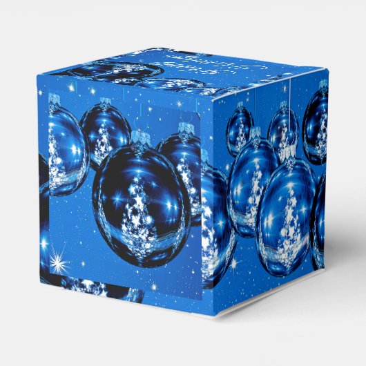 Elegant Sparkle Ornamenten Cobalt Blue Holiday Bedankdoosjes (Achterkant)