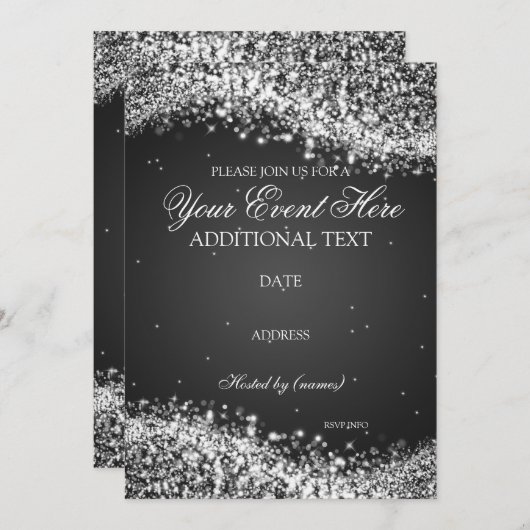 Elegant Sparkle/Sparging Sjabloon Party Kaart (Voorkant / Achterkant)