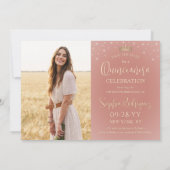 Elegant Sparkles Quinceañera 2 Foto Roos Gold Save The Date (Achterkant)