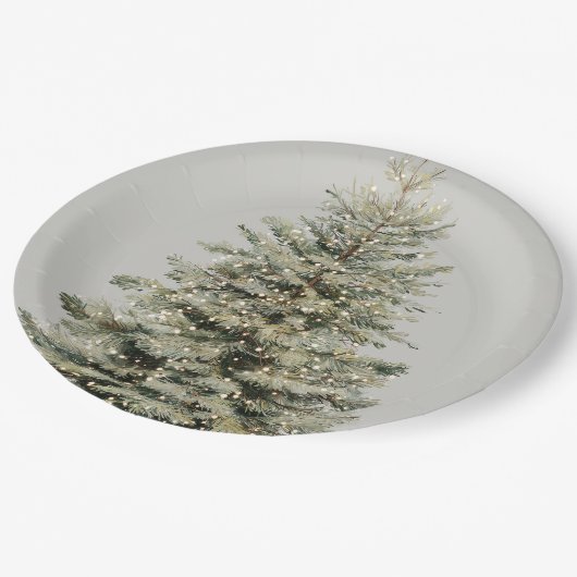 Elegant Sparkling Christmas Tree Paper Plates Papieren Bordje (Gekanteld)