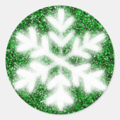 Elegant sparkling glitter green frosty snowflake ronde sticker (Voorkant)