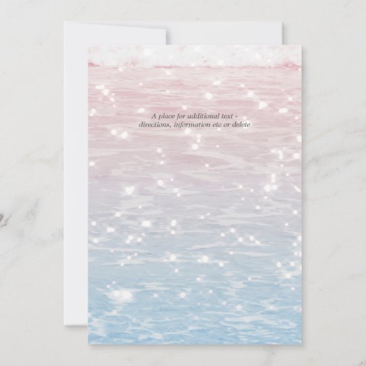 Elégant Sparkling Ocean Beach Mariage Invitation (Dos)