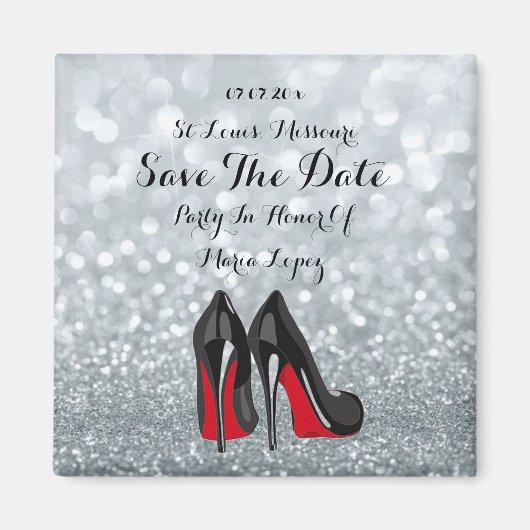 Elegant Sparkly Birthday sparen de Datum Magnet Magneet (Voorkant)