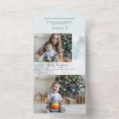 Elegant Sparkly Blue & Gold Alcohol Inkt Foto All In One Uitnodiging (Binnen)