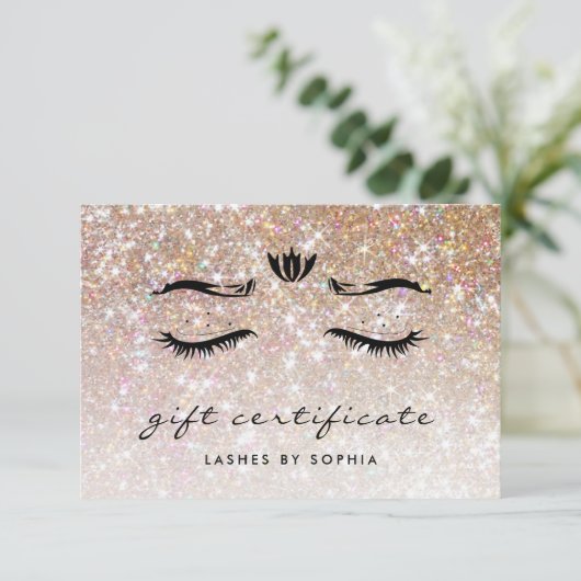Elegant Sparkly Champagne Lashes Gift Certificate (Staand voorkant)