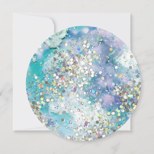 Elegant Sparkly Glitter Blue Blauwgroen Save The Date (Achterkant)