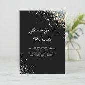 Elegant Sparkly Holographic Glitter Black Modern I Kaart (Staand voorkant)