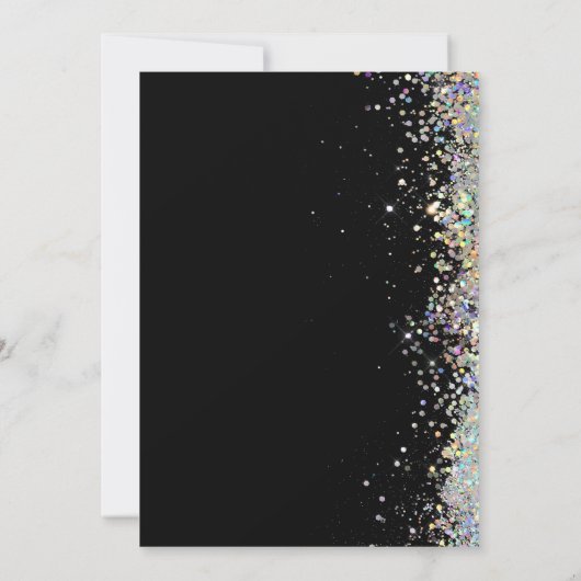 Elegant Sparkly Holographic Glitter Black Modern I Kaart (Achterkant)