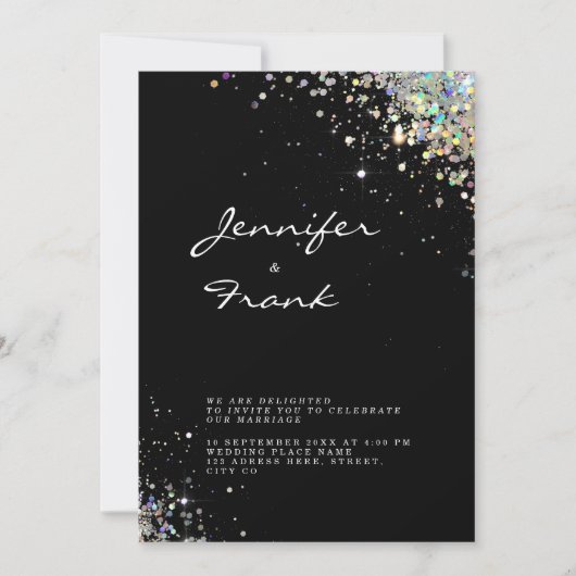 Elegant Sparkly Holographic Glitter Black Modern Kaart (Voorkant)