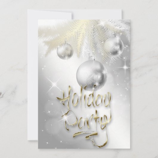 Elegant Sparkly Silver and Gold Holiday Party Kaart (Voorkant)