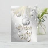 Elegant Sparkly Silver and Gold Holiday Party Kaart (Staand voorkant)