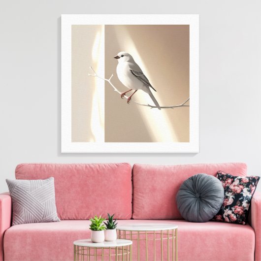 Elegant Sparrow Bird Wall Art Print – Minimalist (Insitu (Woonkamer))