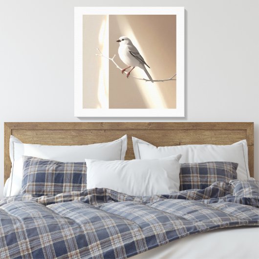 Elegant Sparrow Bird Wall Art Print – Minimalist  (Insitu (Slaapkamer))