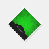 Elegant, speciaal gepersonaliseerd zwart en groen  servetten (Hoek)