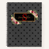 Elegant Specialized Black Polka Dot and Rozen Notitieboek (Voorkant)