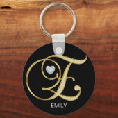 Elegant Specialized Gold Monogrammed Letter E Sleutelhanger (Voorkant)