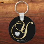 Elegant Specialized Gold Monogrammed Letter Y Sleutelhanger (Voorkant)